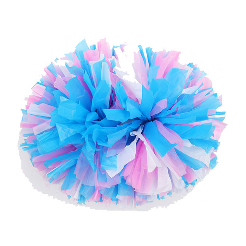 Cheerleading pom-pom cheerleaders, flower dancers holding pom-poms, perform flower dance at a square dance performance, holding handles and shaking flower pom-pom props.