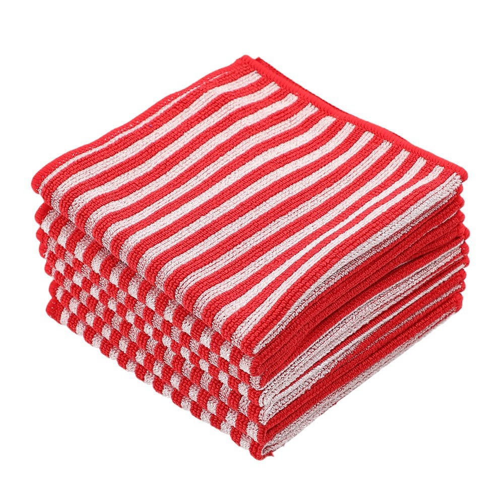 Suministro directo de fábrica de toallitas a rayas de perlas grandes, toalla cuadrada de limpieza multifuncional para el hogar, absorción de agua, limpieza sin costuras y descontaminación