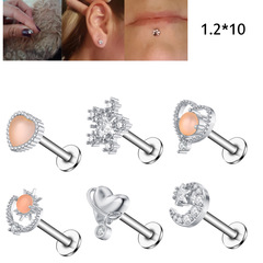 Alibaba.com Hot Selling Stainless Steel Simple Snowflake Sapphires Stud Earrings Eggplant Heart Series Lip Piercing Cross-Border Piercing