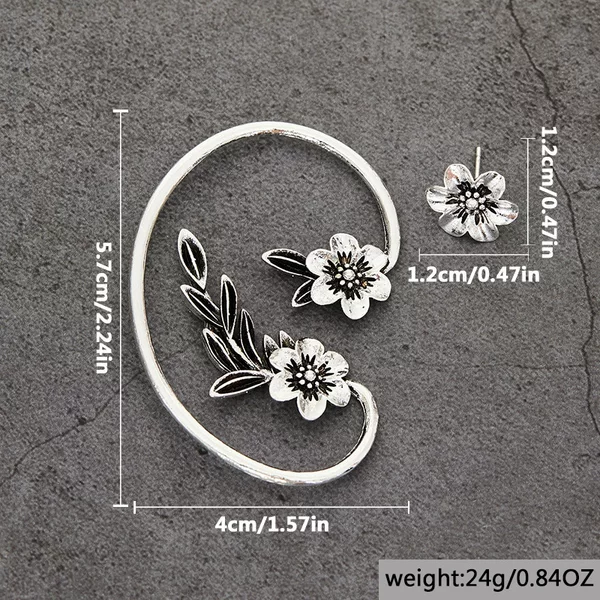 Cross-Border European and American Simple Plant Flower Ear-Hook Earrings for Women, Personalized Creative Elf-Like Ear Bone Clips Wholesale