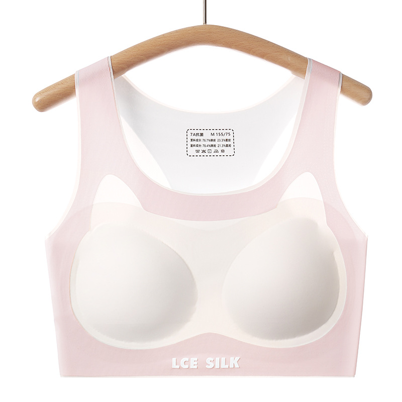 Bra adolescente de alta elasticidad y amortiguación en forma de I trasero transpirable sin huellas, ropa interior absorbente de humedad para niños
