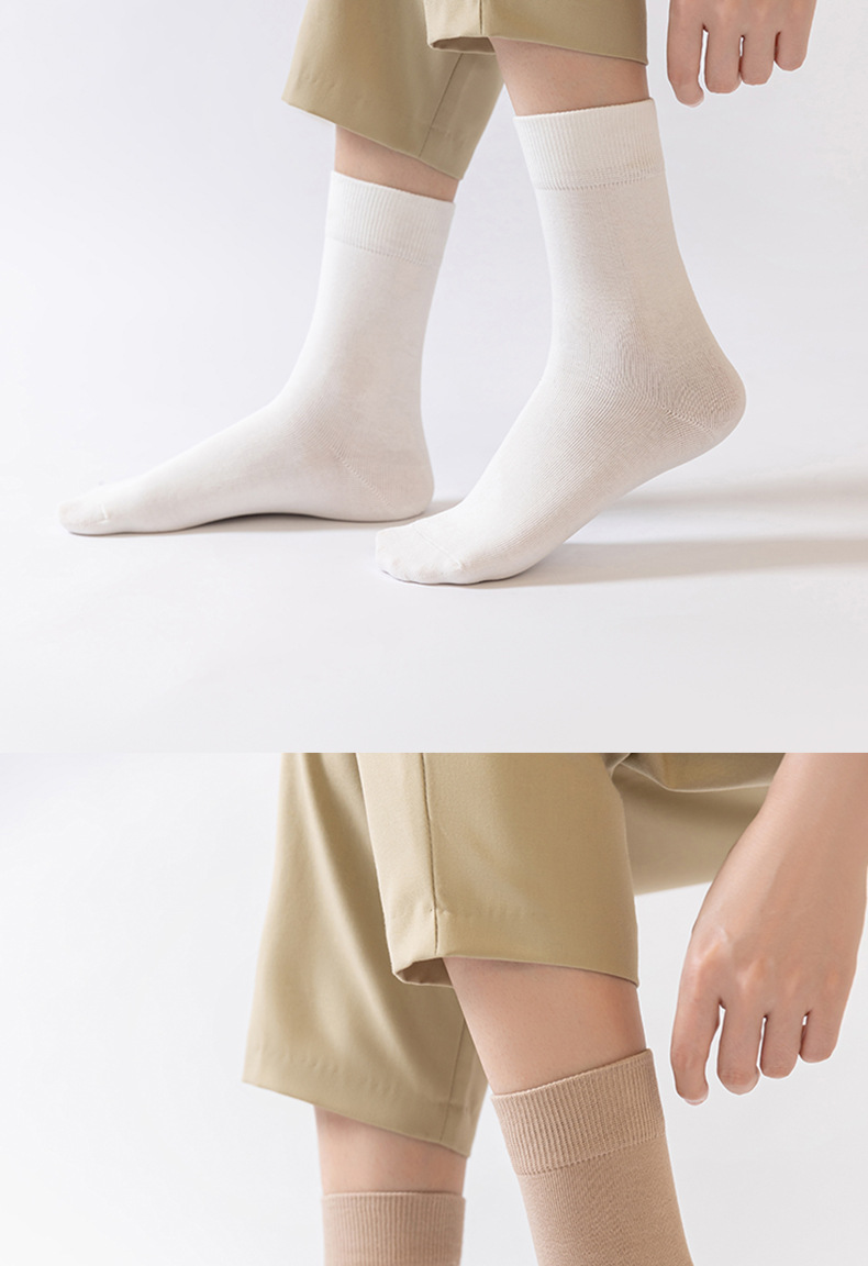 New pure cotton mid-length socks for women, sweat-absorbing, breathable and warm in autumn and winter, solid color pile socks for women, trendy socks wholesale pic 31