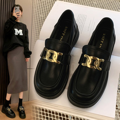 1998-4 College style small leather shoes 2023 spring new loafers widened and fattened large size women's shoes 41-43