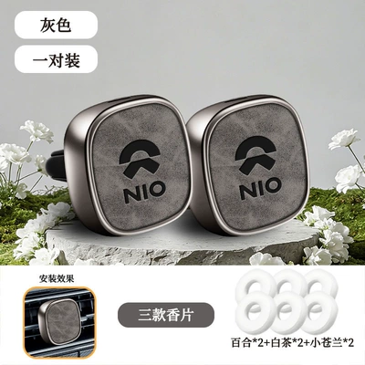 fragrance products — Car Perfume Aromatherapy - type-a-air-vent-ventilator-nio-embossed-gray-set-of-two-includes-6-scented-tablets-floral-fragrance