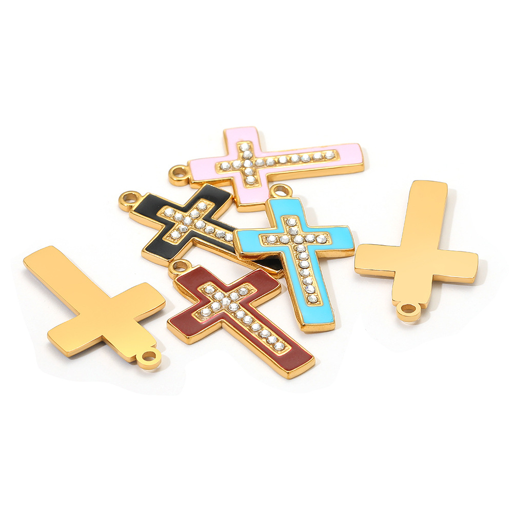13g Weight Pendant Jewelry Making Type Rhinestones Inlay Material DIY Jewelry Accessories Classification 5 PCS/Package Quantity 304 Stainless Steel Material Cross Pattern Inlay Design Retro, Simple Style Style 5 PCS/Package 304 Stainless Steel Rhinestones Cross Pendant 无