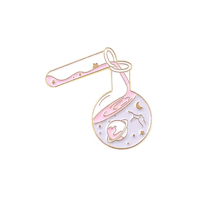 Productos químicos creativos botella química serie broche traje alcohol lámpara microscopio vaso de precipitados forma carta insignia