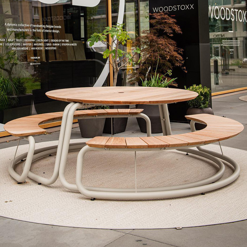 Mesa y sillas de patio al aire libre Mesa de ocio balcón al aire libre Jardín al aire libre Diseño Café Mesa redonda Calle comercial image 4