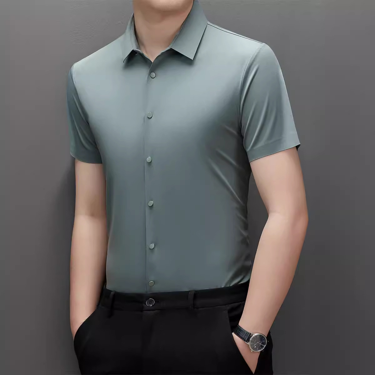 Fábrica personalizada polo primavera-verano 2024 estilo de Hong Kong ropa de trabajo de viaje de negocios sin escaldar elástico respirante mangas cortas