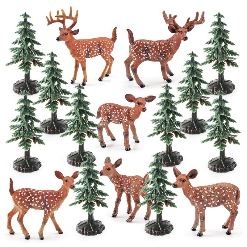 Amazon Navidad escena decoración simulación árbol de Navidad cola blanca ciervo traje arena mesa escritorio decoración modelo estático