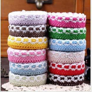 彩色花边蕾丝胶带镂空棉线花边胶带手工DIY相册本装饰胶带花边胶