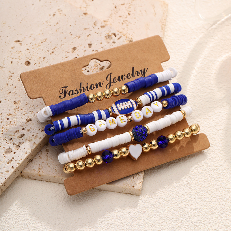Europa y los Estados Unidos venta transfronteriza pulsera de rugby hecha a mano cuentas coloridas pulsera de cerámica suave conjunto de pulsera de amistad pulsera elástica image 12