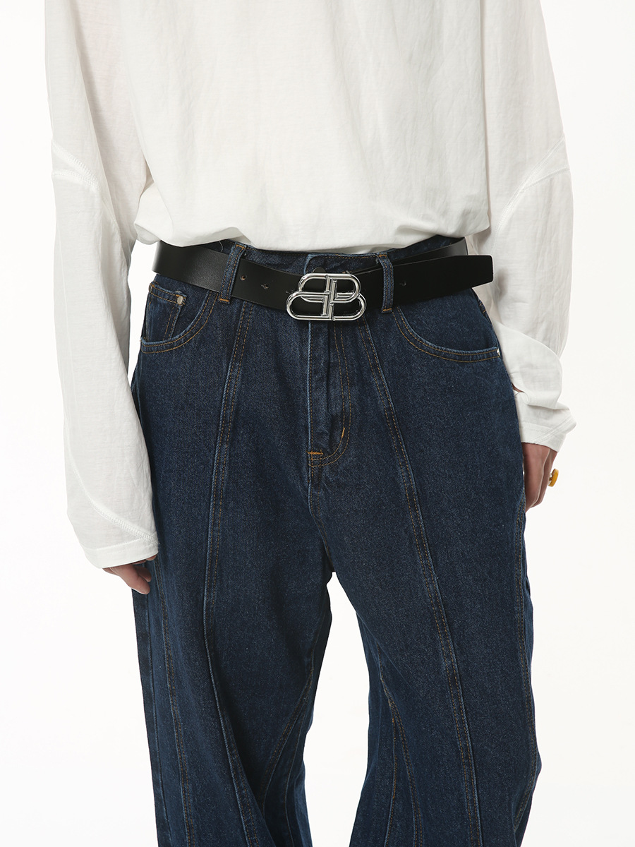 Mtlclothes ropa de Hombre | 2023 otoño americano retro diseño lavado jeans Pantalones rectos sueltos