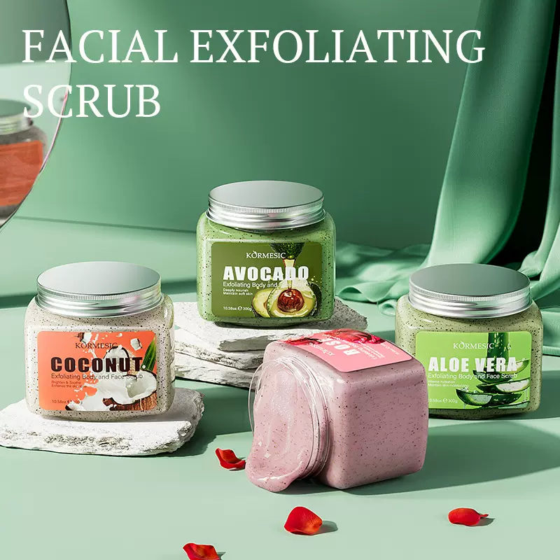 KORMESIC全英文水果大容量facial scrub身体磨砂膏去角质外贸跨境