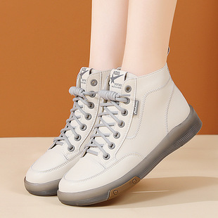 Foreign Trade High-top Shoes Women's 2024 New Autumn and Winter Single-top Boots Martins Spring and Autumn Shoes Beef Sole Short Boots Casual Women's Shoes