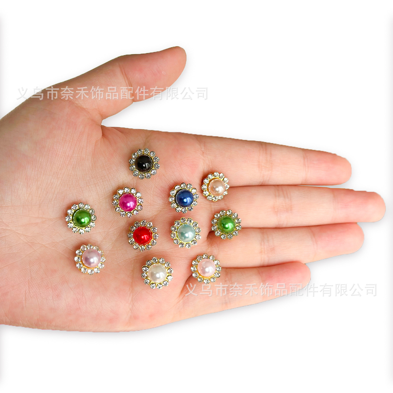 Fábrica de perlas artificiales de doble capa de diamante arco flor corazón diamante bricolaje accesorios para el cabello accesorios de diamantes de girasol