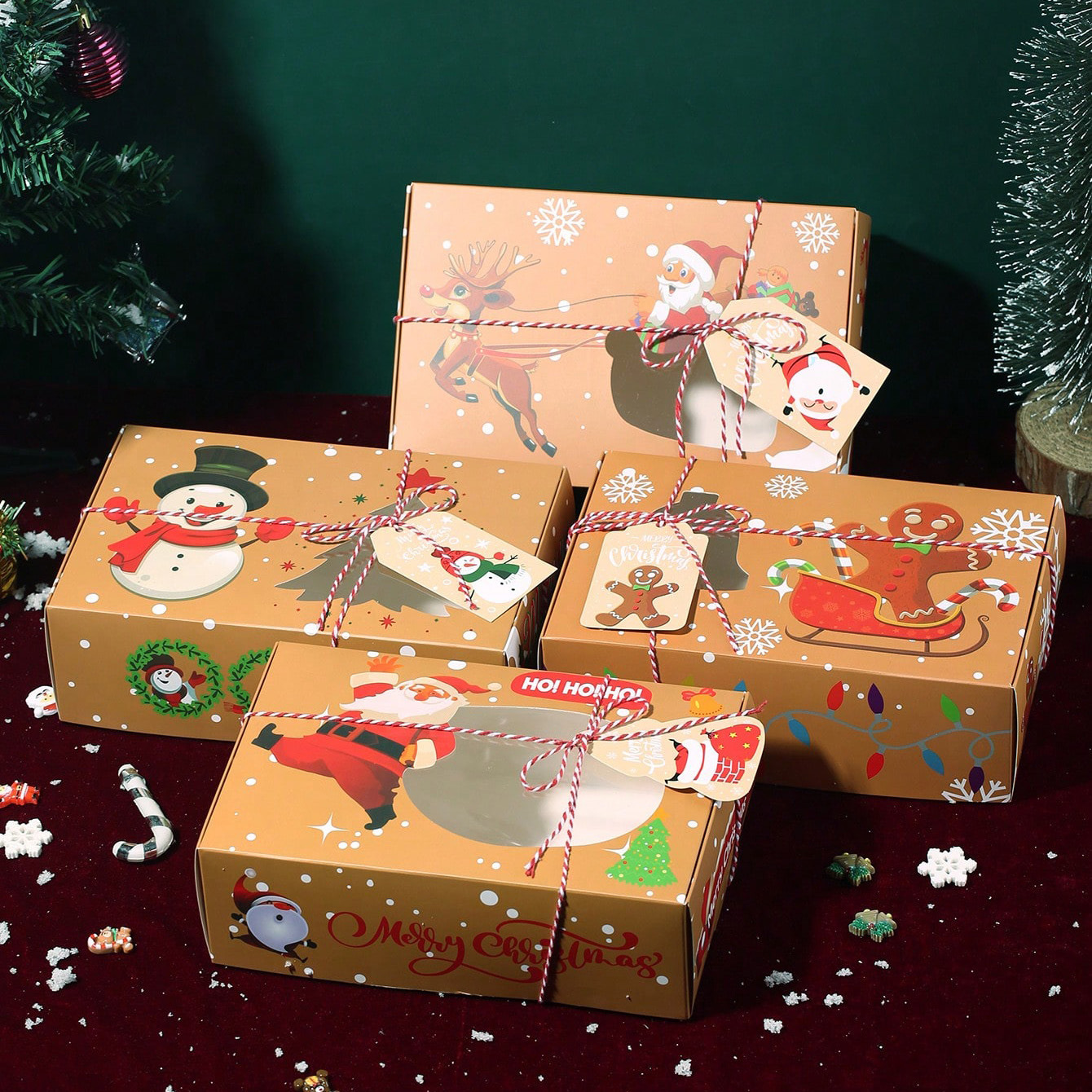 Nueva caja de galletas kraft transfronterizas europeas galletas de Navidad caja de galletas de jengibre PVC caja de dulces de ventana caja de regalo image 4