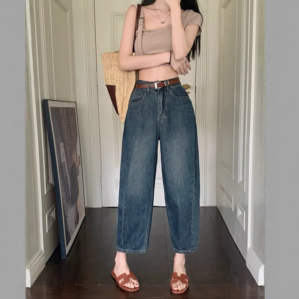 Trousers, autumn fitted jeans, for teenagers, plus size, high waist