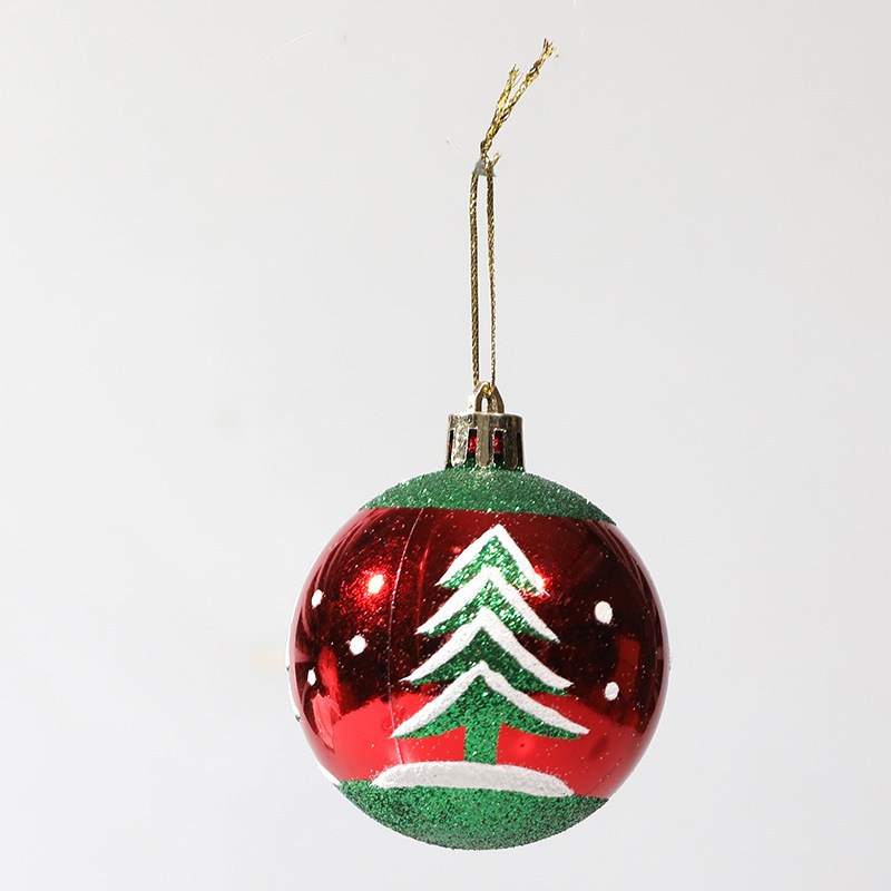 6cm色絵クリスマスボール飾り道具手描きクリスマスボールプラスチックメッキボールクリスマスツリー飾り卸売り|undefined
