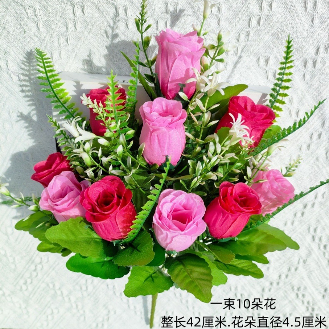 Rosa Artificial de Diamante de 10 Tallos, Dos Colores, para Decoración de Salón, Estilo Ins