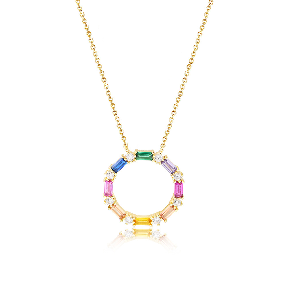 Circle Pattern Women'S Gender Inlay Design 1 Piece 925 Sterling Silver Circle Zircon Necklace