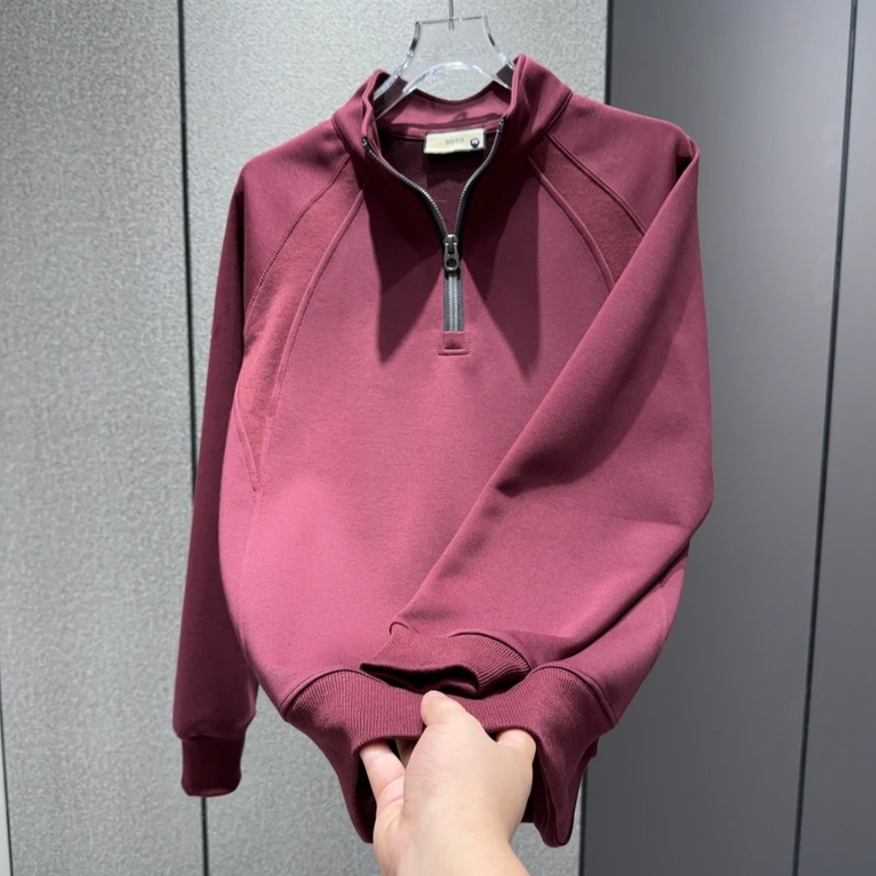Men's Long Sleeved Sweatshirt Half Zip Stand Up Collar Casual Top Base Layer Shirt For Spring Autumn Winter 2025_voghion.com