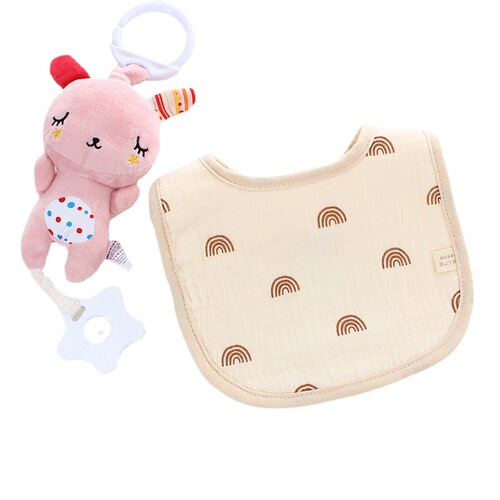 Six-layer cotton gauze U-shaped bib baby saliva napkin children's eating bib baby anti-vomiting milk napkin back-button bib