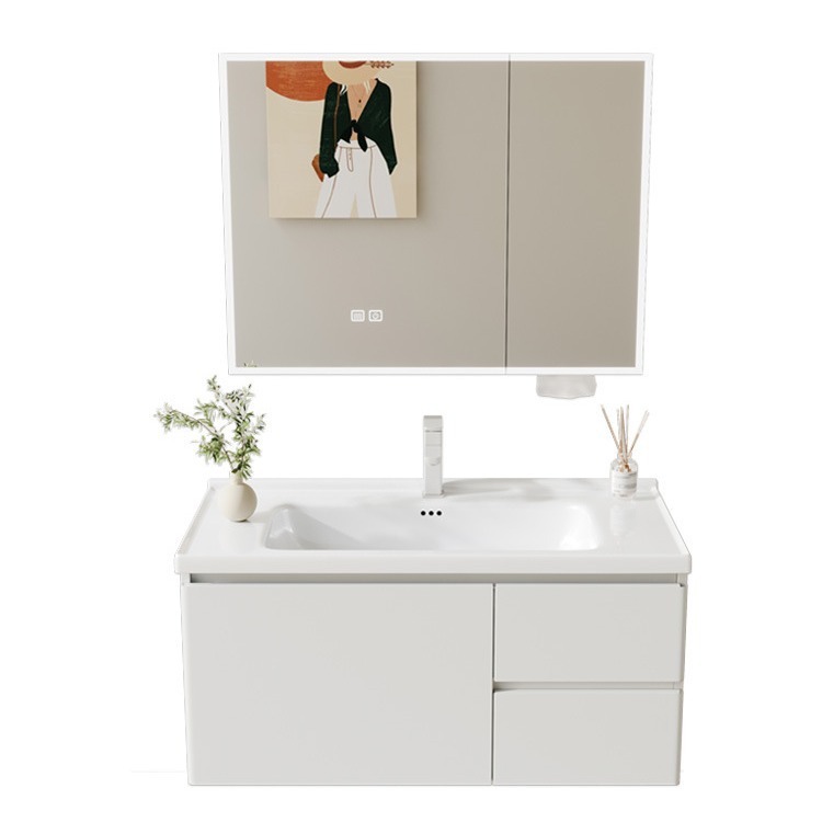 Simple moderna combinación de gabinete de baño de acero inoxidable de cerámica integrada Cuenca del baño tabla de lavado lavabo gabinete