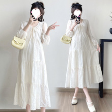 孕妇装2025春夏新款简约时尚宽松版文艺中长款大码连衣裙包邮