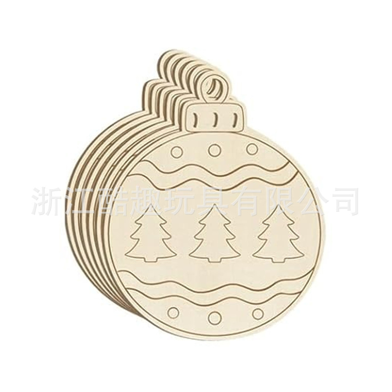 新しいレーザーシリーズ装飾木製クリスマスボールアクセサリークロスボーダー木製子供用手描き中空手作り|undefined