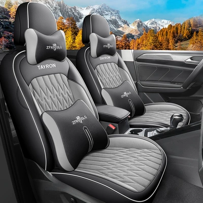 Volkswagen Tanyue Special Seat Cover Modelə uyğun (Original) oturacaq örtükləri - elegant-gray-technical-cloth-deluxe-edition-note-the-model-year-all-in-one-rear-package
