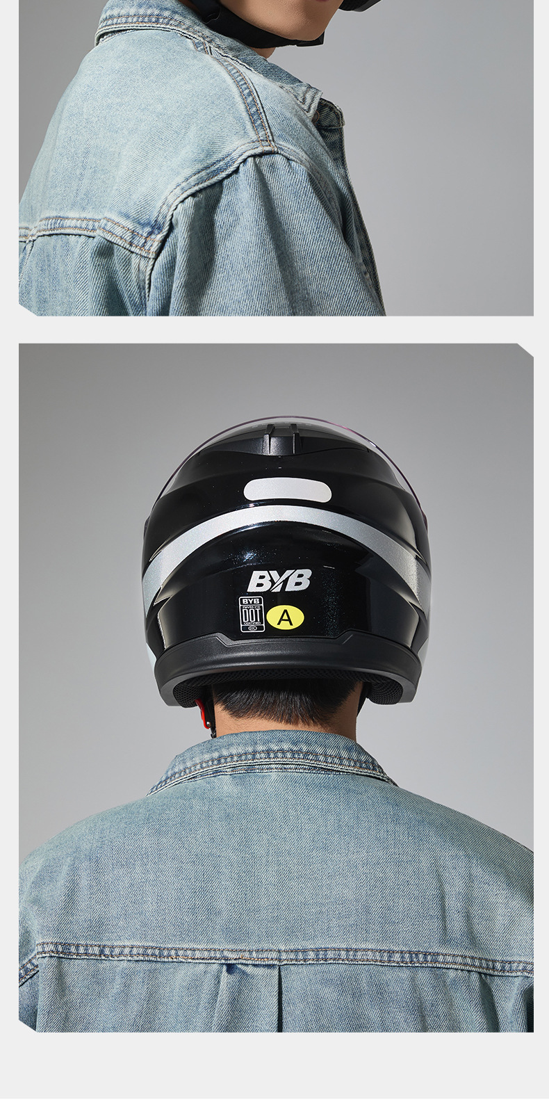 Byb26 New 3C Certified Motorcycle Helmet, Electric Vehicle Helmet, Men's and Women's Helmet, Dual-Mirror, Four-Season Anti-Fog