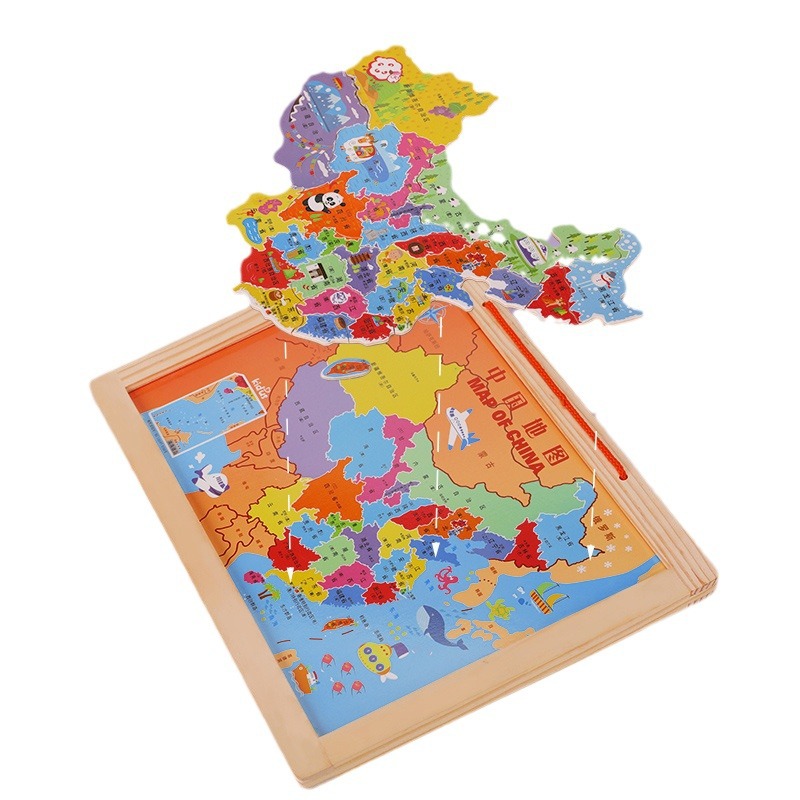 Mapa de China Mapa dos en uno Mapa del mundo Puzzle Geografía para niños Cognición Educación temprana Mapa magnético Personalización