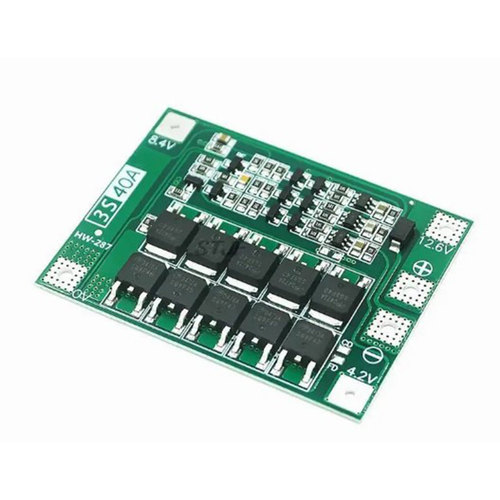 3-Cell 11.1V / 12.6V 18650 Lithium Battery Protection Board with Balancing, Supports Drill Startup, 40A Current