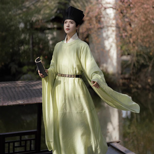 [Qingliu] New Original Han Dynasty Thin Jacquard Song Dynasty Restored Large-Sleeved Round-Neck Robe Summer Men's Suit