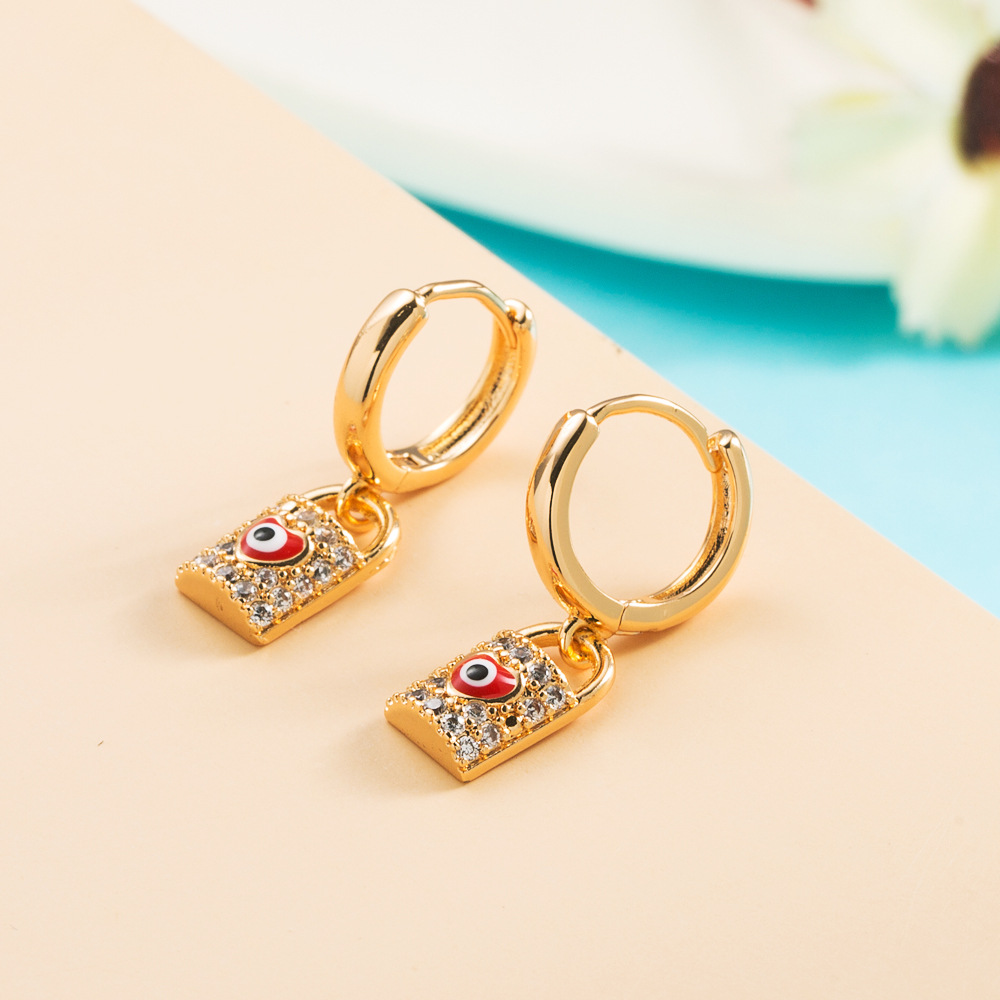 New Colorful Zircon Copper Gold-plated Devil 's Eyes Drop Oil Earrings display picture 3