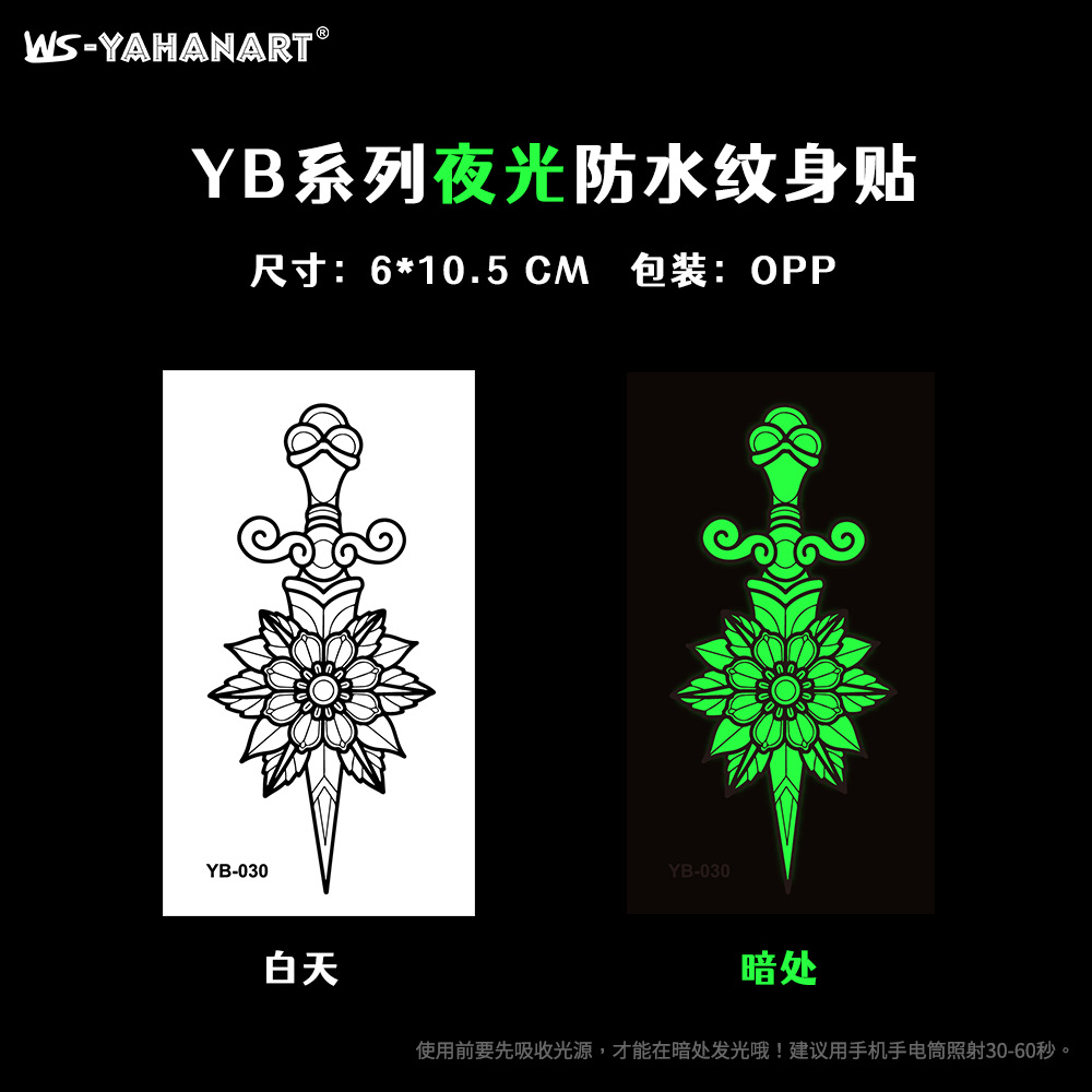 Calcomanías de Tatuaje Luminosas de Papel de Transferencia de Agua para Fiestas y Halloween
