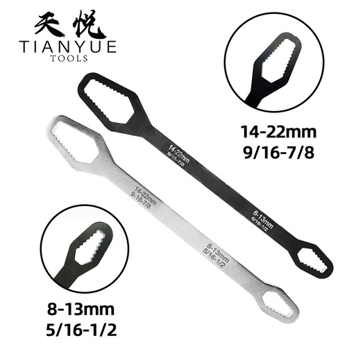 Multifunction Double Head Knurling Wrench 8-22 Self-Tightening Slip-Resistant Adjustable Eyeglass Multi-Purpose Activity Dead End Wrench Fast Wrench