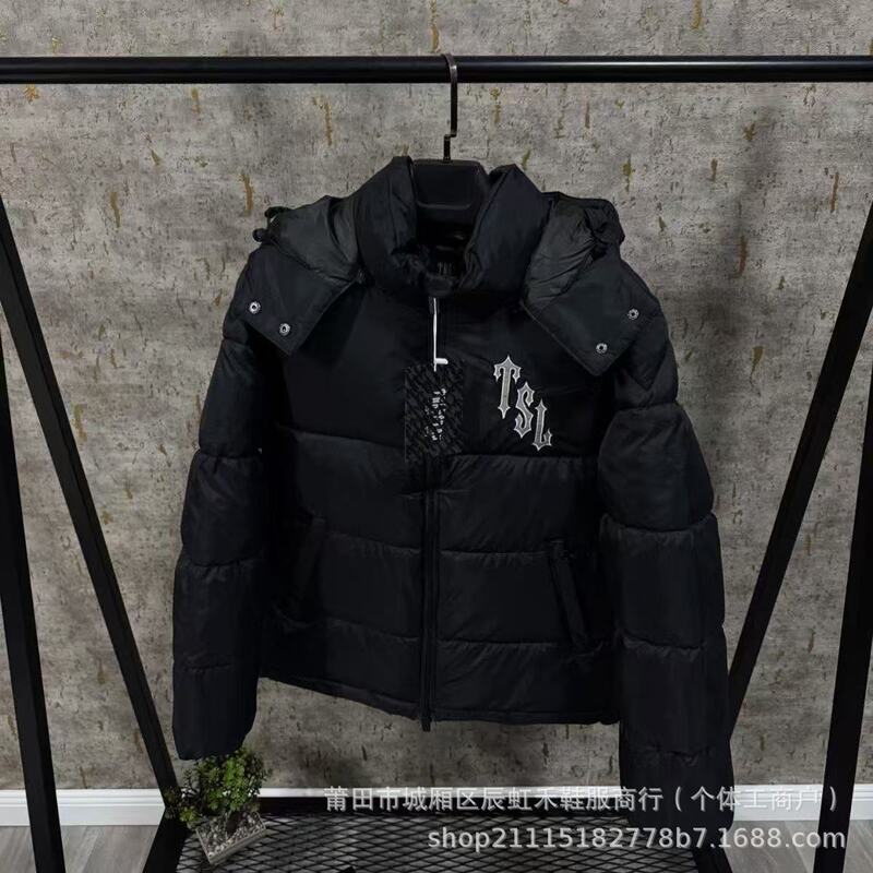 Foreign Trade Cross-Border Winter Trend Trapstar Hooded Cotton Jacket with Embroidery on the Back, Men's Thickened Fashionable Coat Cotton Clothing Foreign Trade Cross-Border Winter Trend Trapstar Hooded Cotton Jacket with Embroidery on the Back, Men's Thickened Fashionable Coat Cotton Clothing