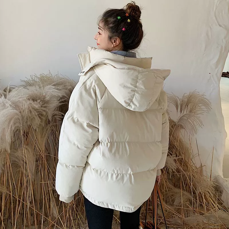 Короткая пуховая куртка, женская oversize свободного кроя, толстый утепленный капюшон зимнее пальто