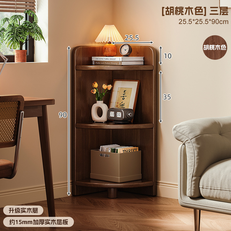 Gabinete de esquina de madera maciza estante de esquina contra la pared gabinete estrecho triangular armario de almacenamiento para el hogar estante de esquina en forma de abanico