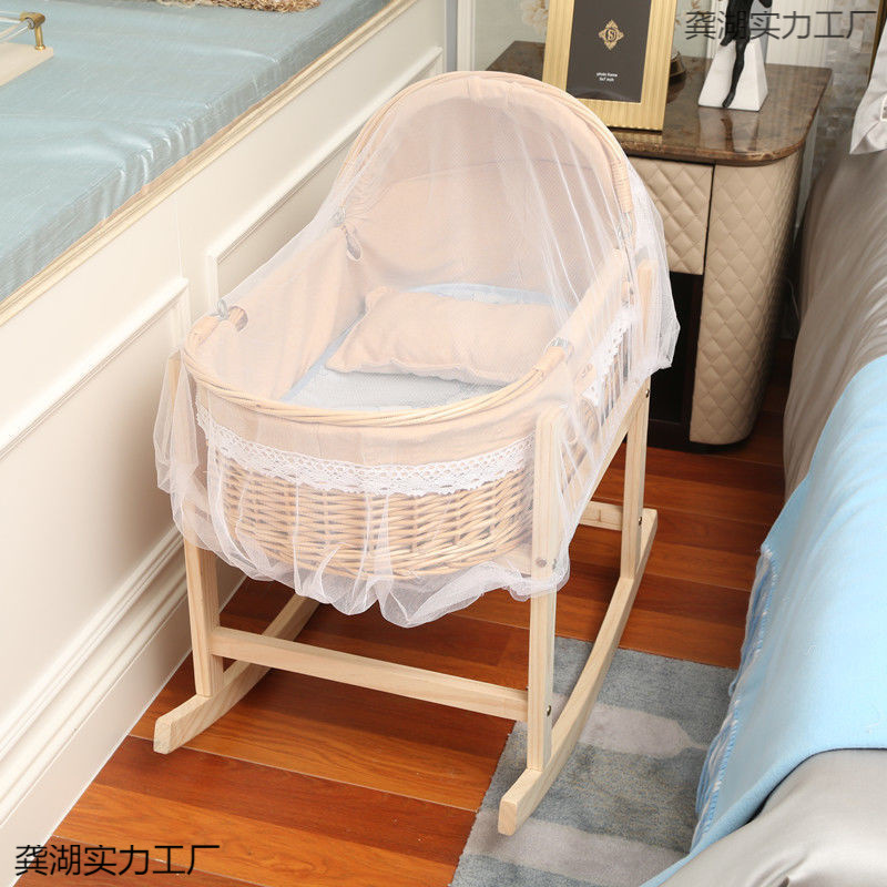 Rattan Portable Hand Basket, Car Sleeping Basket, Child Cradle Bed, Moses Rocking Nest, Outing Baby Stroller, Old-Fashioned