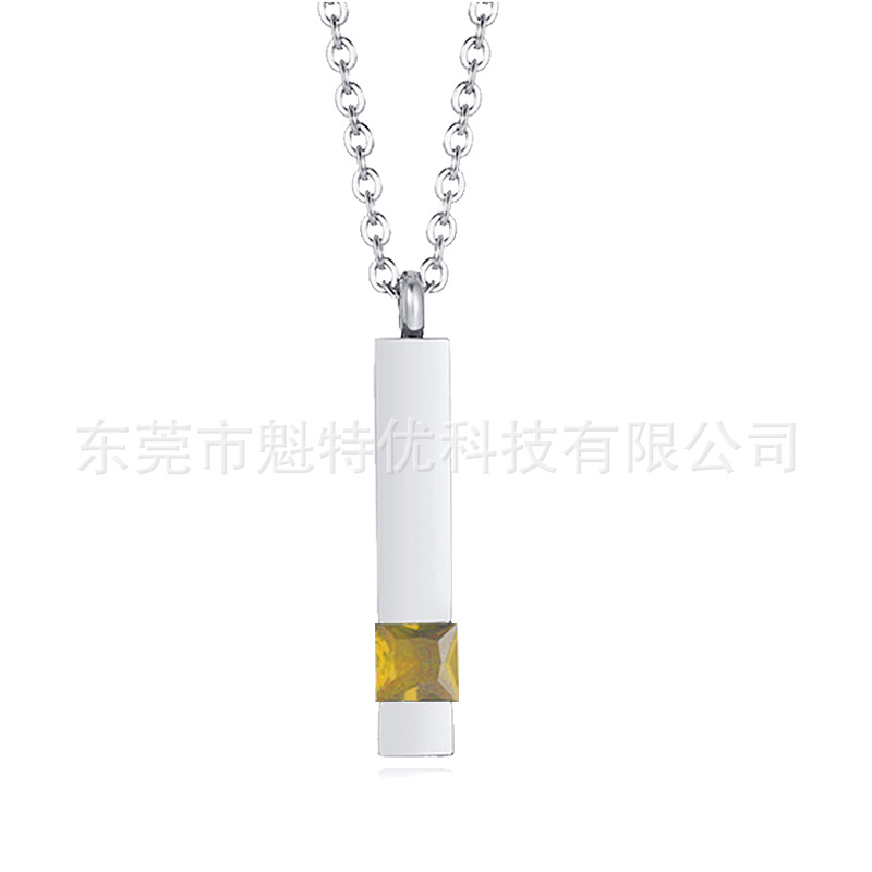 Coreano simple diamante perfume colgante ataúd cinerario Collar cinerario de piedra conmemorativa geométrica elegante de acero de titanio