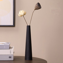 中式禅意花瓶感黑色摆件桌面办公室干花花束客厅摆设一枝花高