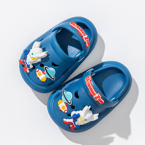 Ultraman Dika children's hole shoes cute boys cartoon non-slip soft bottom home garden shoes baby sandals and slippers