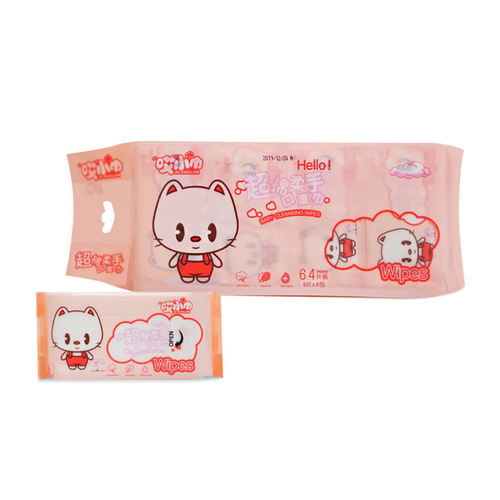 Mini children's wet wipes student portable small bag removable baby hand and mouth hygiene wet wipes wholesale