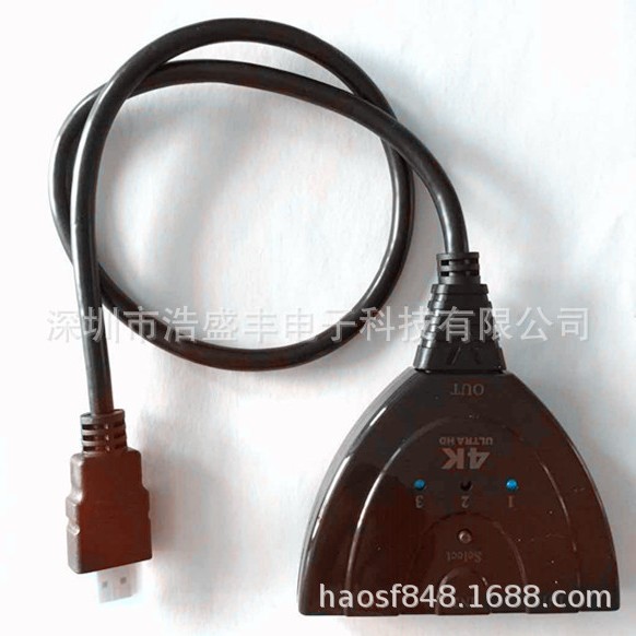 HDMI 切换器 3切1 高清切换器 三进一出 带线猪尾巴  4K 60HZ有线