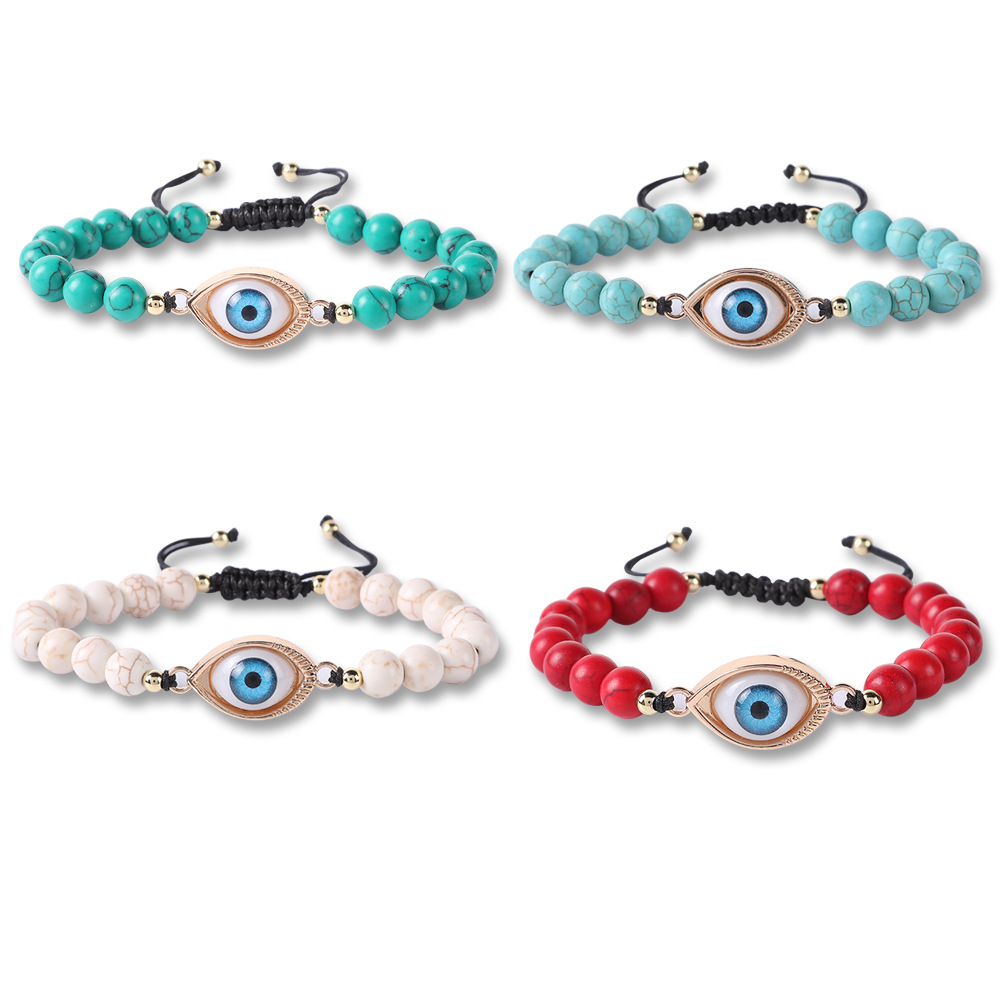 turquoise organic woven bracelet natural stone