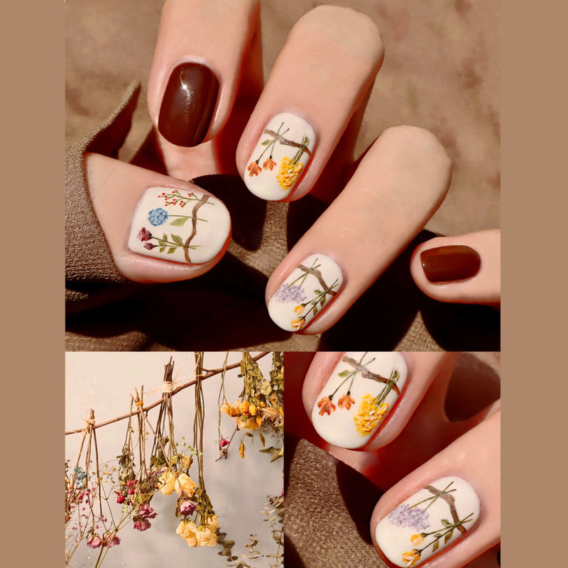 WM-138 One Flower Know Fall/Winter False Nails Cross-border Frosted Flower Oil Painting Commuter 24 Pieces Wearing Nail Pieces Wholesale