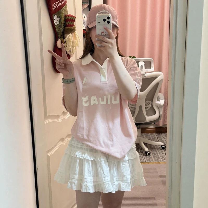 Cross-Border Fashion Casual Loose-Fitting Polo Collar Top Unisex Summer Sports Trendy Versatile Short-Sleeve T-Shirt