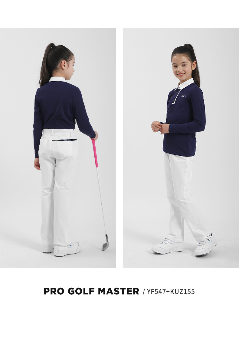 Set áo quần golf trẻ em PGM bé gái dài tay, phối màu thể thao — YF547-màu xanh nhạt, YF547-màu trắng, YF547-màu xanh hải quân chi tiết 10